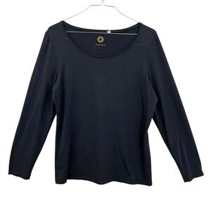 Nordstrom Amber Sun Black Long Sleeve Top Scoop Neck Casual Everyday Comfort‎ XL